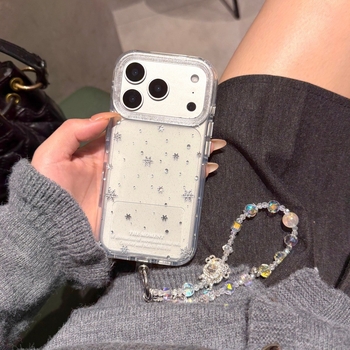 Carcasă minimalistă IN Style cu sclipici auriu și fulg de zăpadă pentru iPhone 14/15/16/17 Pro și Pro Max
