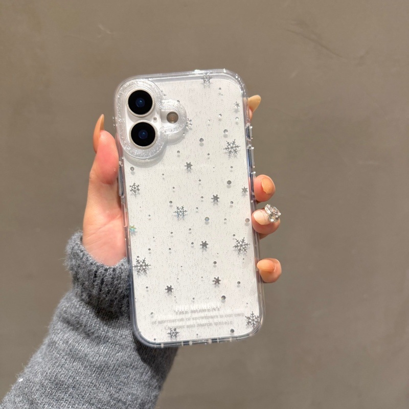 Carcasă minimalistă IN Style cu sclipici auriu și fulg de zăpadă pentru iPhone 14/15/16/17 Pro și Pro Max