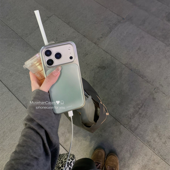 Husă epoxidică minimalistă, cu gradient verde matcha, inspirată de stilul INS coreean, pentru iPhone 16/17 Pro Max