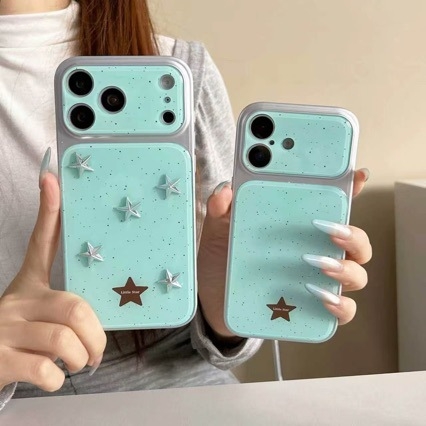 Carcasă Ins Style cu stea argintie pentru iPhone 17 Pro, stil coreean
