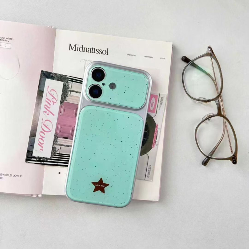 Carcasă Ins Style cu stea argintie pentru iPhone 17 Pro, stil coreean