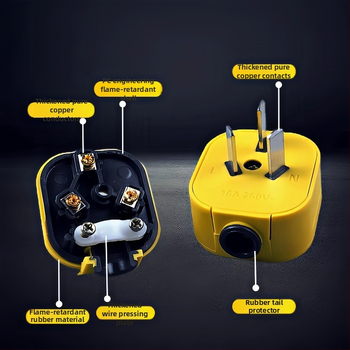 Conector GB standard cu 3 pini, 3 faze, 6000W, izolație din cauciuc, cupru pur, 10A