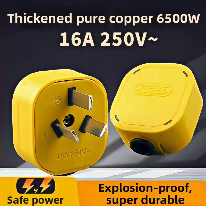 Conector GB standard cu 3 pini, 3 faze, 6000W, izolație din cauciuc, cupru pur, 10A
