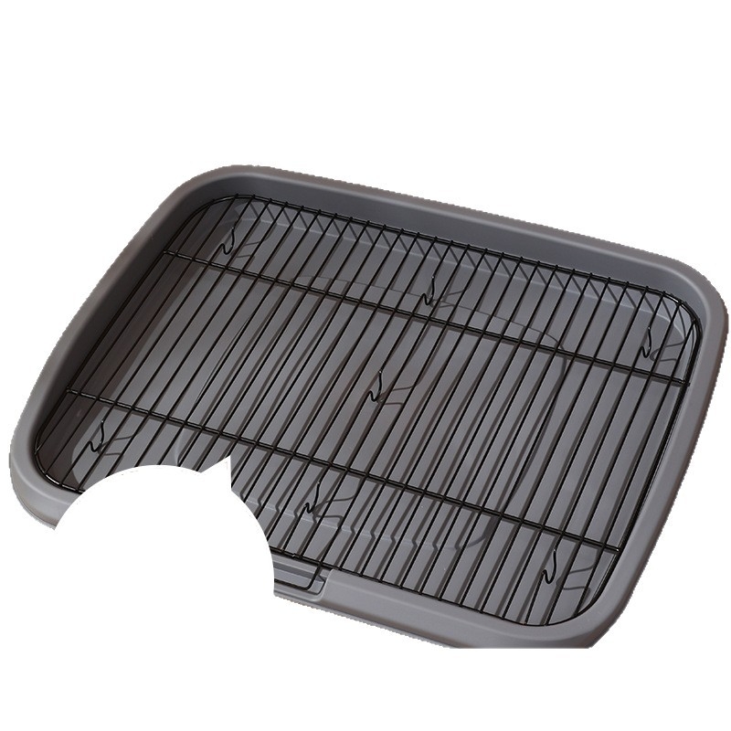 Toaletă pentru câini extra mare, suprafață plată, gard înalt, anti-stropire, plasă metalică separată