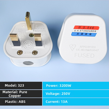 Plug britanic standard 13A, cupru pur, versiune UK, 3 pini, cu siguranță
