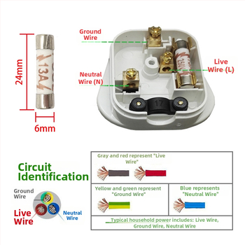 Plug britanic standard 13A, cupru pur, versiune UK, 3 pini, cu siguranță