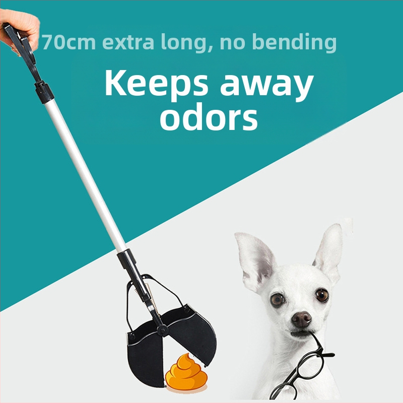 Scooper pentru fecale de câine cu mâner lung, clips pentru pungi de gunoi, pentru câini mici și mari
