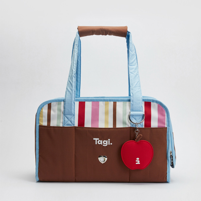 Geantă de transport pentru pisici Colorful Stripes pentru călătorii cu mașina și picnicuri în aer liber — mână și curea crossbody, compatibilă cu cabina avionului