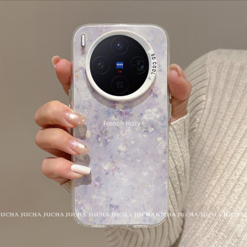 Husă pentru Vivo X300/X200 Pro cu design proaspăt minimalist și flori gradient în stil pictură în ulei