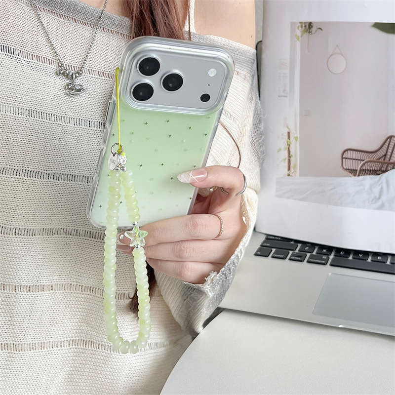 Husă de telefon cu gradient minimalist în verde matcha, cu design în formă de stea, pentru iPhone 17, 16 Pro Max, 15 și 14 — senzație premium