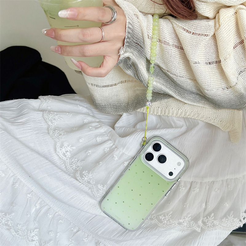Husă de telefon cu gradient minimalist în verde matcha, cu design în formă de stea, pentru iPhone 17, 16 Pro Max, 15 și 14 — senzație premium