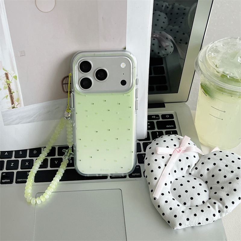 Husă de telefon cu gradient minimalist în verde matcha, cu design în formă de stea, pentru iPhone 17, 16 Pro Max, 15 și 14 — senzație premium