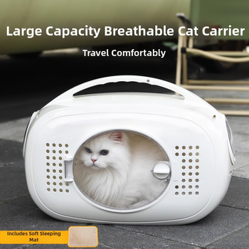 Carrier portabil pentru pisici, cu design spațial respirabil, pentru pisici și cățeluși până la 7 kg