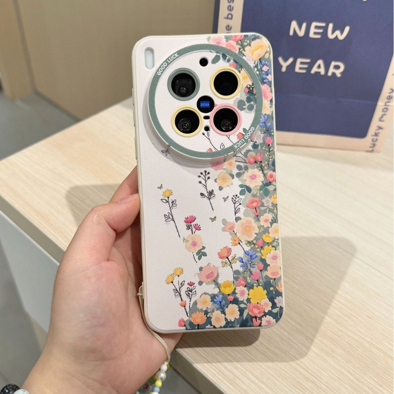 Carcasă din silicon pentru vivo X300, model floral, alb, personalizabilă