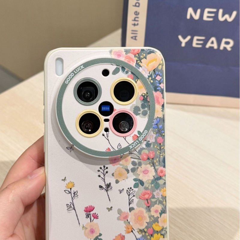 Carcasă din silicon pentru vivo X300, model floral, alb, personalizabilă