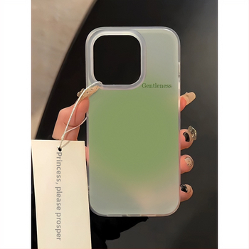 Carcasă moale de protecție cu gradient verde, finisaj mat, pentru iPhone 15 Pro și iPhone 14