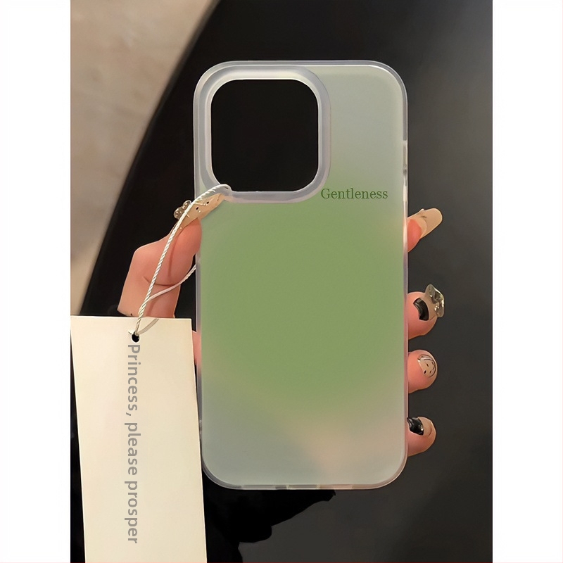 Carcasă moale de protecție cu gradient verde, finisaj mat, pentru iPhone 15 Pro și iPhone 14