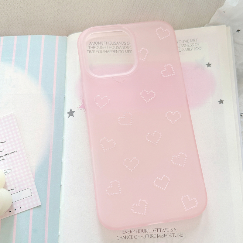 Carcasă inimă în stil pixel pentru iPhone 14 Pro Max – husă TPU moale, personalizabilă, design minimalist coreean