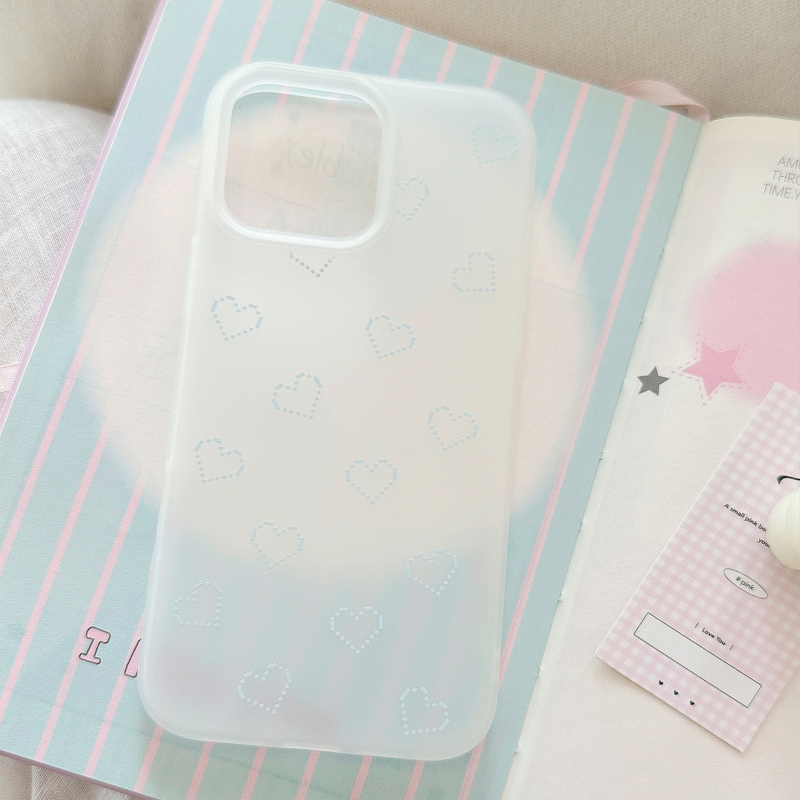 Carcasă inimă în stil pixel pentru iPhone 14 Pro Max – husă TPU moale, personalizabilă, design minimalist coreean