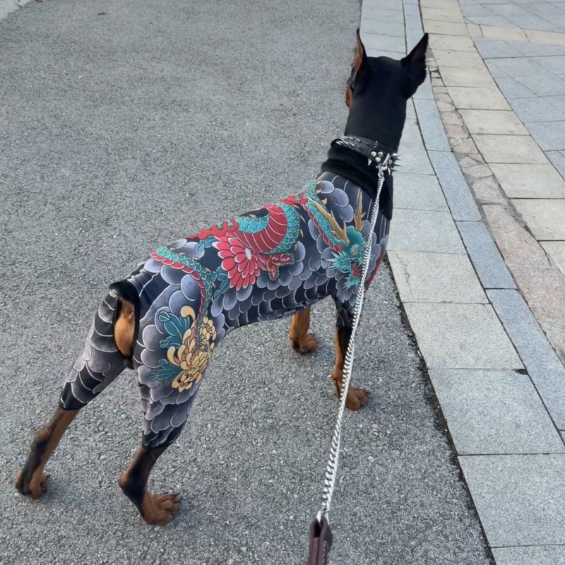 Îmbrăcăminte pentru animale de companie cu model tatuaj, respirabilă, anti-pierderii de blană, pentru patru labe, personalizată, amuzantă.