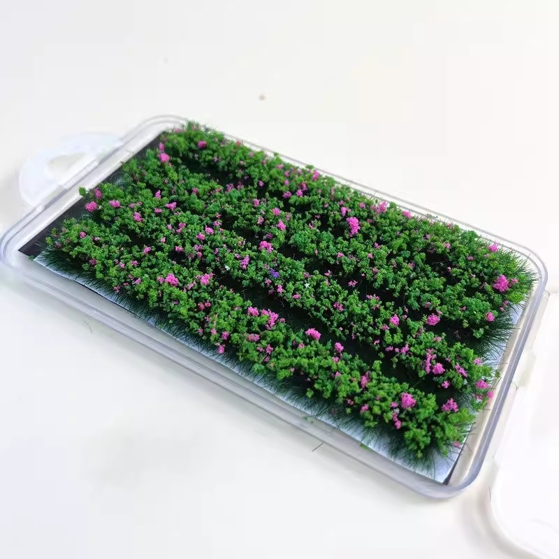 Set de 4 flori și plante artificiale autoadesive pentru dioramă de peisaj mini DIY
