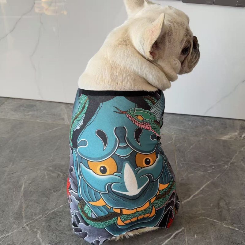 Tricou pentru câini cu imprimeu tatuaj pentru Bulldog Francez, Mops, Corgi și Bulldog – toate sezoanele