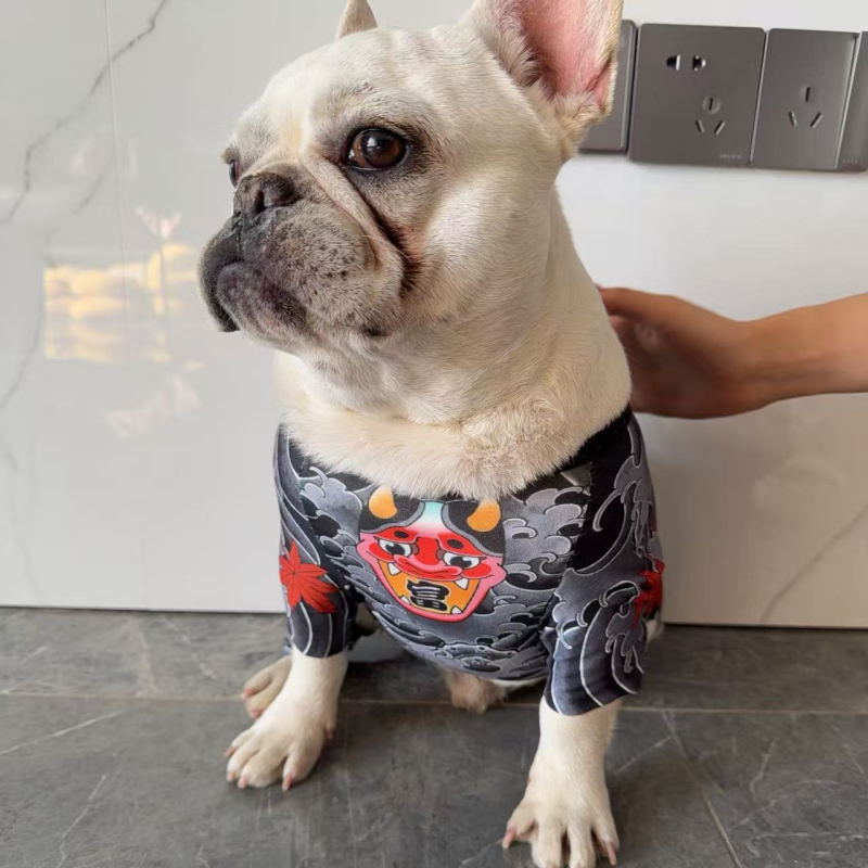 Tricou pentru câini cu imprimeu tatuaj pentru Bulldog Francez, Mops, Corgi și Bulldog – toate sezoanele