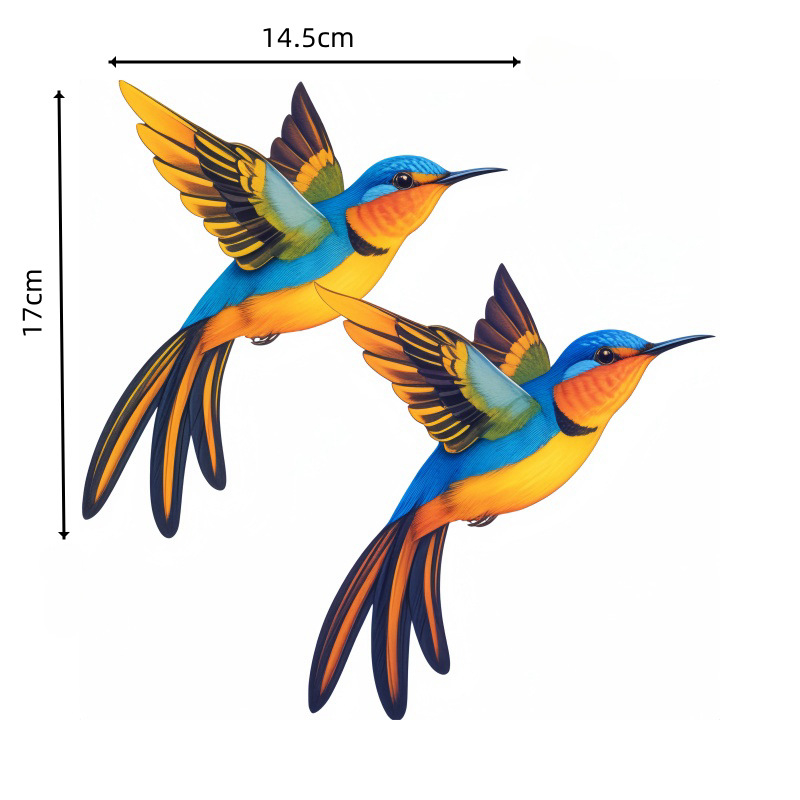 Colibri metalic colorat – decor de grădină, artă murală 3D pentru gard