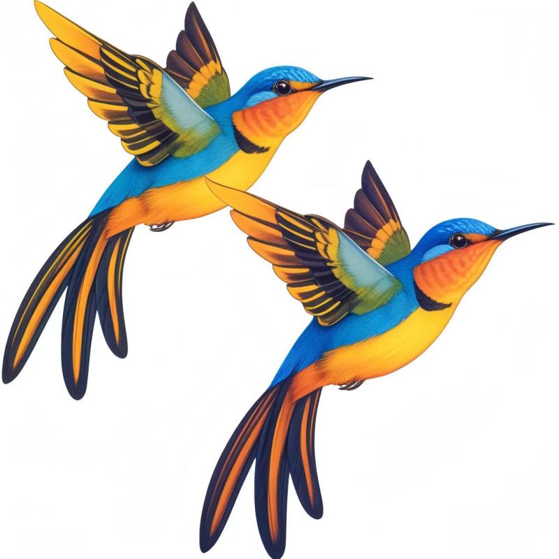 Colibri metalic colorat – decor de grădină, artă murală 3D pentru gard