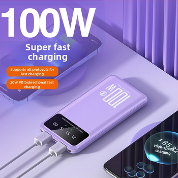 KC Power bank cu cablu încorporat, 20.000 mAh, încărcare rapidă 100W PD, capacitate mare, portabil, personalizabil