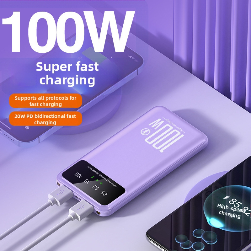 Vstavaná káblová powerbanka KC, 20 000 mAh, rýchle nabíjanie 100 W PD, veľká kapacita, prenosná, prispôsobiteľná