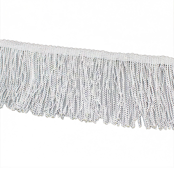 Bandă albă de dantelă cu ciucuri, lățime 10,5 cm, densitate înaltă, pentru costume de scenă și dans latino