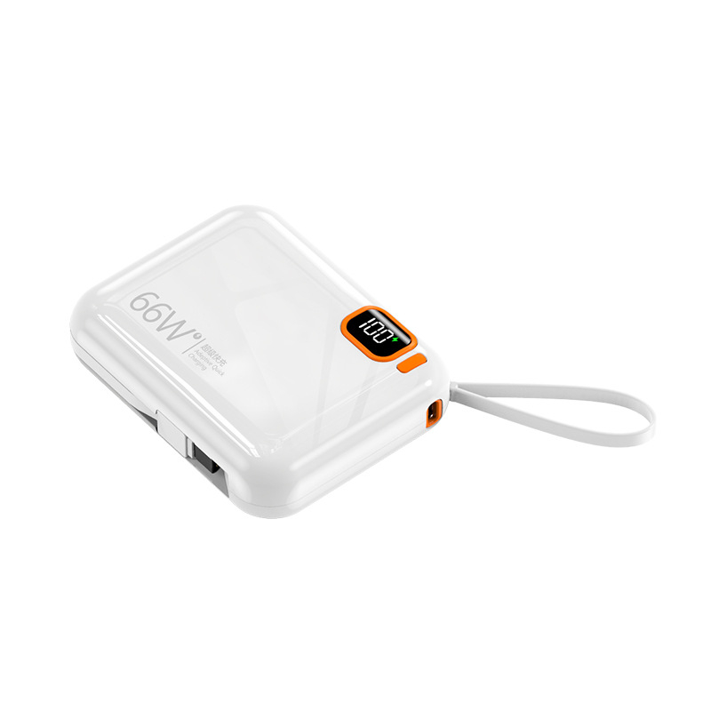 Power Bank 10000mAh cu cablu încorporat, compactă, capacitate mare, stil desen animat, încărcare rapidă PD3.0
