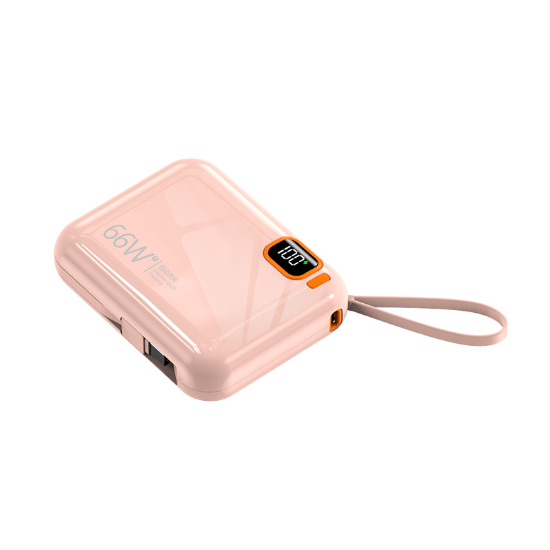 Power Bank 10000mAh cu cablu încorporat, compactă, capacitate mare, stil desen animat, încărcare rapidă PD3.0