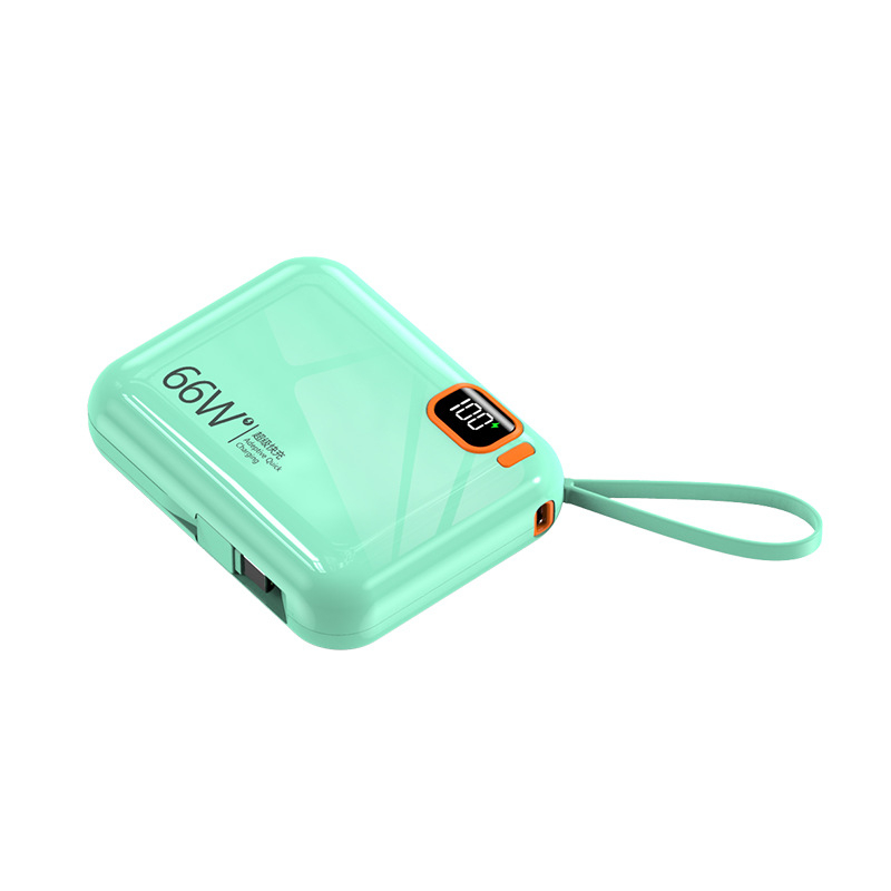Power Bank 10000mAh cu cablu încorporat, compactă, capacitate mare, stil desen animat, încărcare rapidă PD3.0