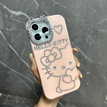Husă cartoon pentru iPhone 17, 14 Pro Max, original DIY, cu cristale, albă.