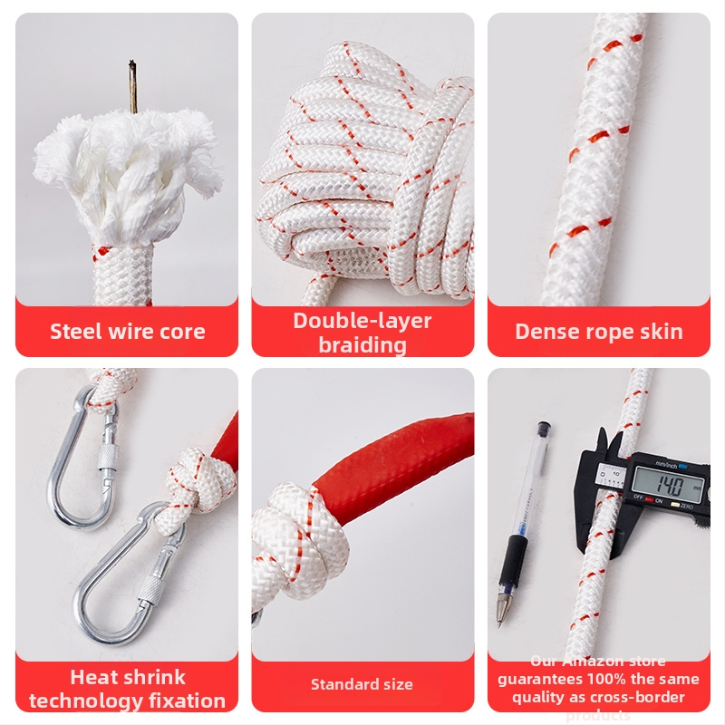 Sfoară de siguranță din nylon cu miez de oțel, pentru coborâturi la înălțime; sfoară universală pentru uscat haine în exterior.