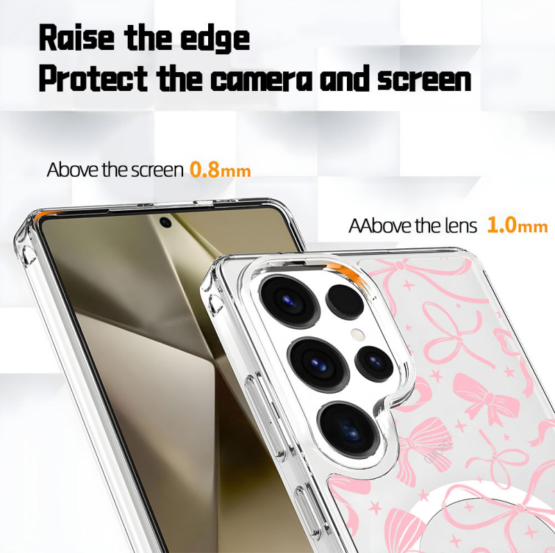Funda Galaxy S22 cu panglică, ultra-subțire, atingere plăcută, prietenos cu pielea, atașare magnetică, anti-zgârieturi, stil feminin