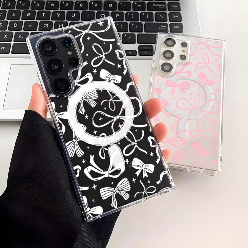 Funda Galaxy S22 cu panglică, ultra-subțire, atingere plăcută, prietenos cu pielea, atașare magnetică, anti-zgârieturi, stil feminin