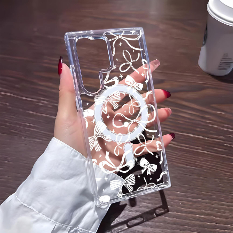 Funda Galaxy S22 cu panglică, ultra-subțire, atingere plăcută, prietenos cu pielea, atașare magnetică, anti-zgârieturi, stil feminin
