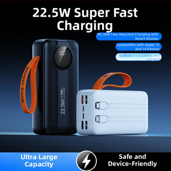 Baterie externă pentru aer liber, 50.000 mAh, afișaj digital, cablu încorporat și ieșire USB, încărcare rapidă