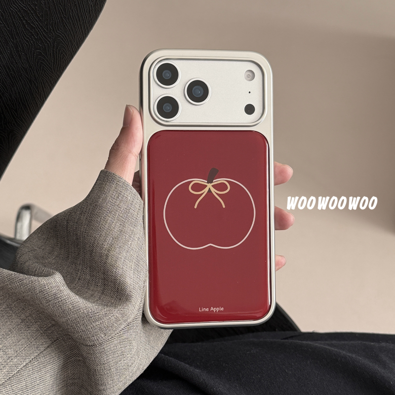 Carcasă de telefon Woowoowoo, stil Niche Ins, design minimalist cu linii, roșu Apple, pentru iPhone 16 Pro Max