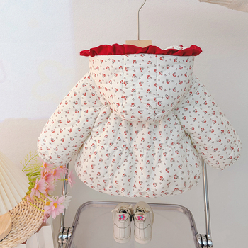Palton de bumbac pentru iarnă pentru fete, design drăguț de desene animate, fără glugă, 1–4 ani