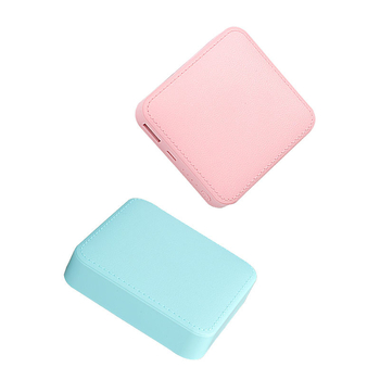 Power bank mini cu textură din piele sintetică, 10000mAh, imprimare cu logo