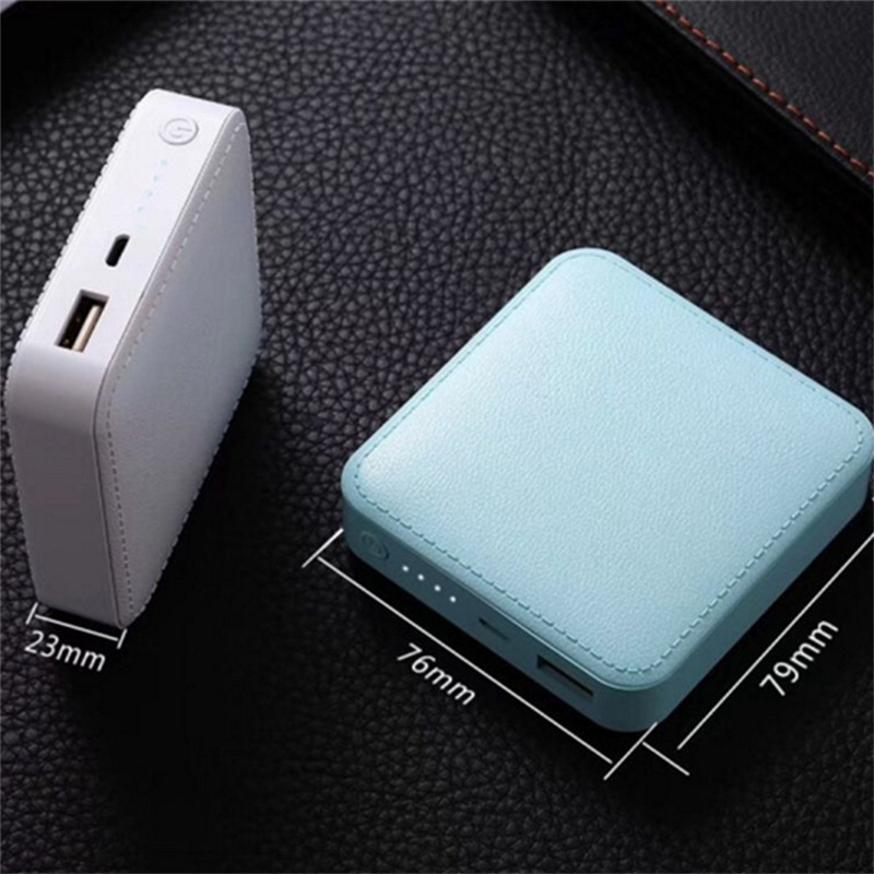 Power bank mini cu textură din piele sintetică, 10000mAh, imprimare cu logo