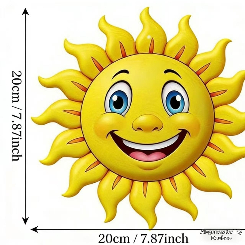 Decor de perete din lemn cu soare zâmbitor – ornament suspendat pentru casă și dormitor