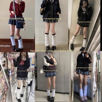 Șosete albe tricotate cu bule, stil japonez JK, până la gambă, Lolita pentru femei
