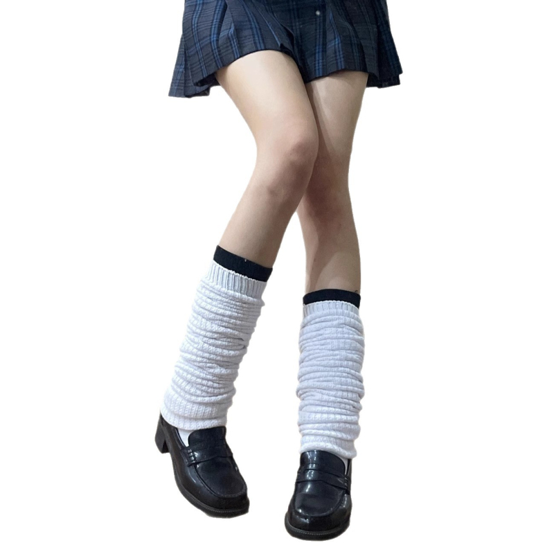 Șosete albe tricotate cu bule, stil japonez JK, până la gambă, Lolita pentru femei