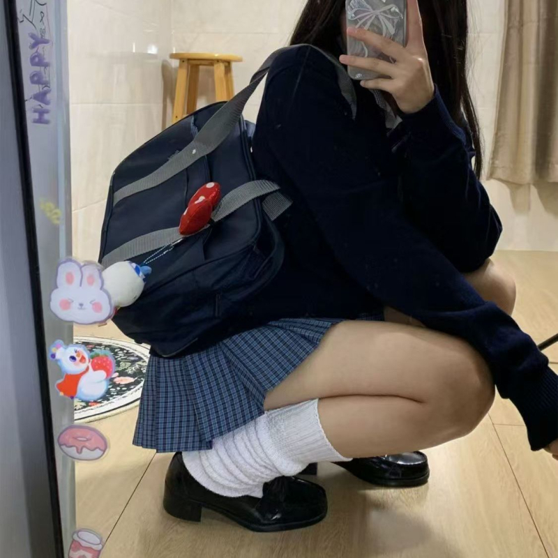 Șosete albe tricotate cu bule, stil japonez JK, până la gambă, Lolita pentru femei
