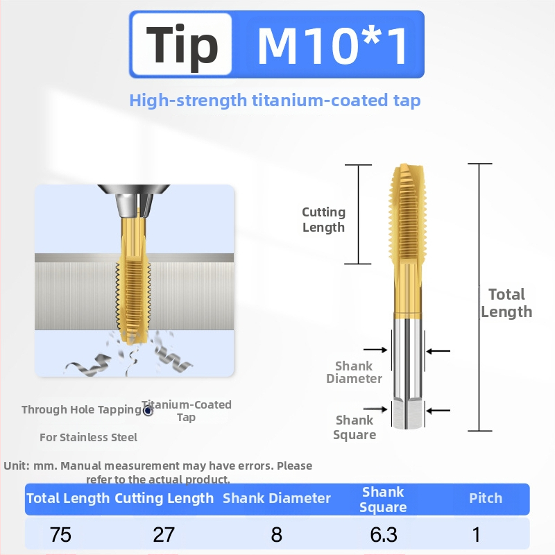 Filetator placat cu titan, înaltă rezistență pentru oțel inoxidabil 304, dimensiuni M3 M4 M5 M6 M8 M10 M12